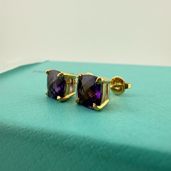 RARE Tiffany & Co. Amethyst Sparkler Earrings in 18k Yellow Gold - Picture 4 of 7